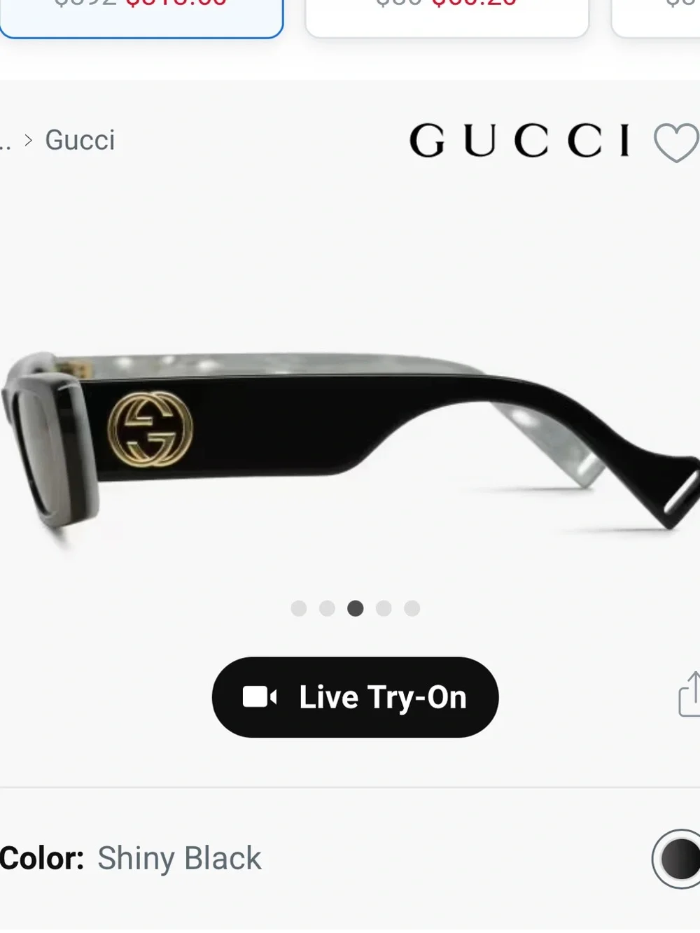 Gucci Black Rectangular Sunglasses NEW